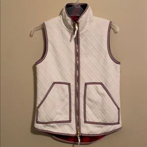 NWT THML zip Vest XS Plaid Cream Quilted